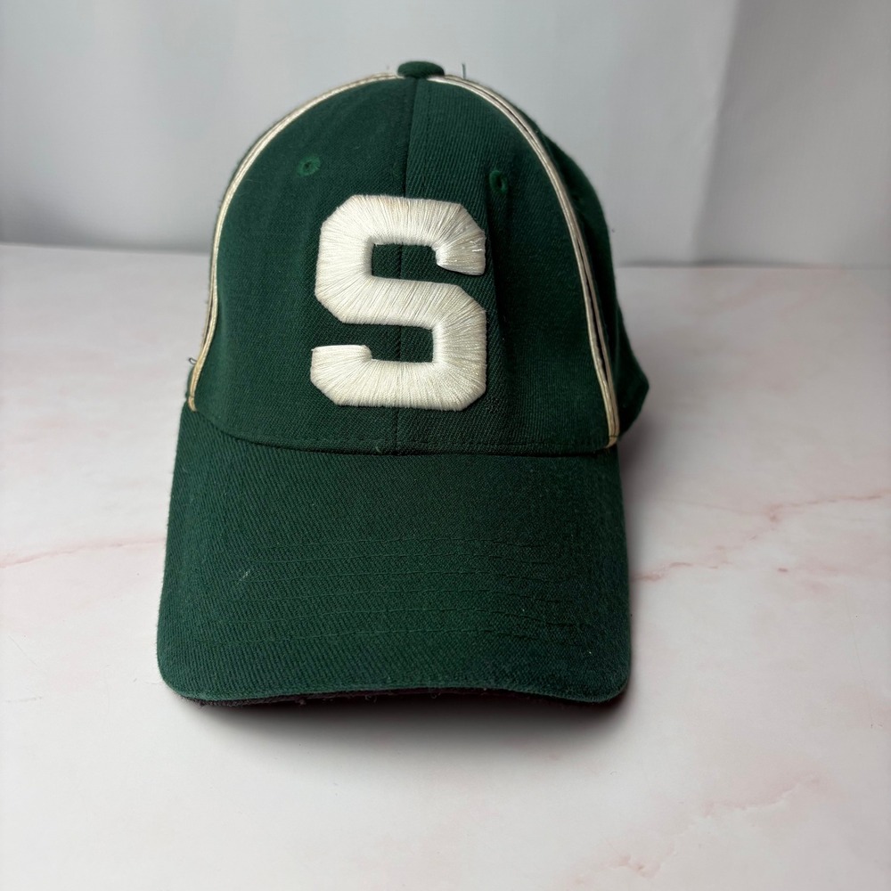 Michigan State Spartans Top of the World Green S Letterman Baseball Cap Hat‎